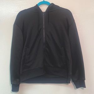 Black drawstring zip up hoodie